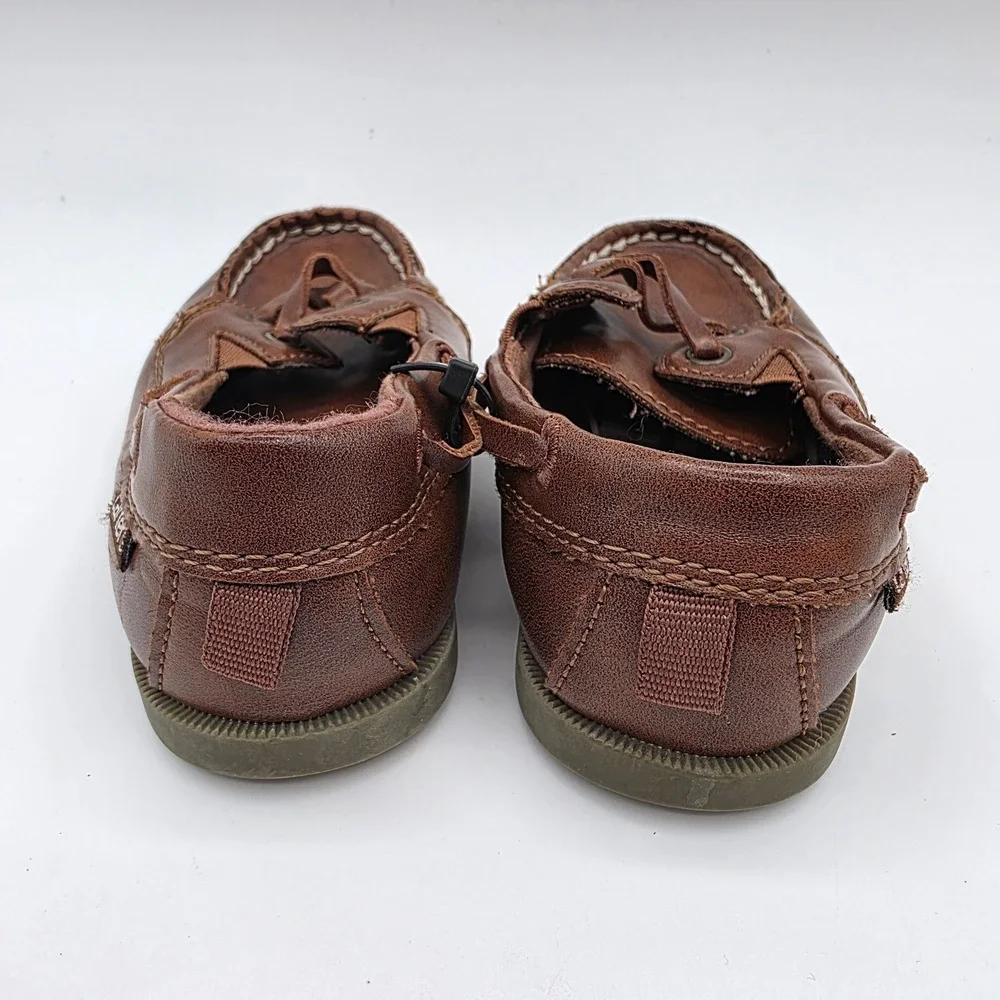 Carter's Toddler Boys Bauk Boat Shoe Brown Faux Leather Loafer 8M Casual Slip On